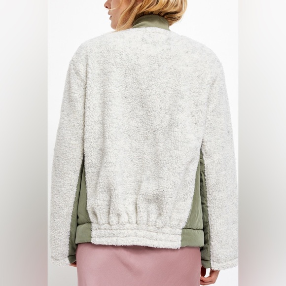FREE PEOPLE Rivington Sherpa Jacket We the Free Desert Combo Green Cream | XL - Picture 7 of 16